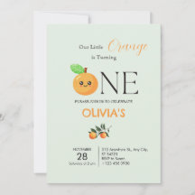 Little Citrus Orange 1st Birthday Invitation  