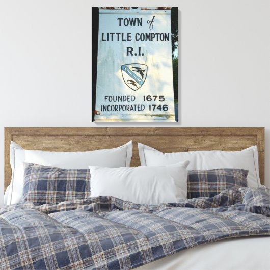 Little Compton, RI opgericht teken Wrapped Canvas (Insitu (Slaapkamer))