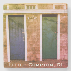 Little Compton, RI Summer Beach Bath Houses (LC) Stenen Onderzetter