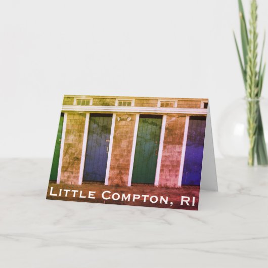 Little Compton, RI Summer Beach Cabanas Feestdagen Kaart (Voorkant)