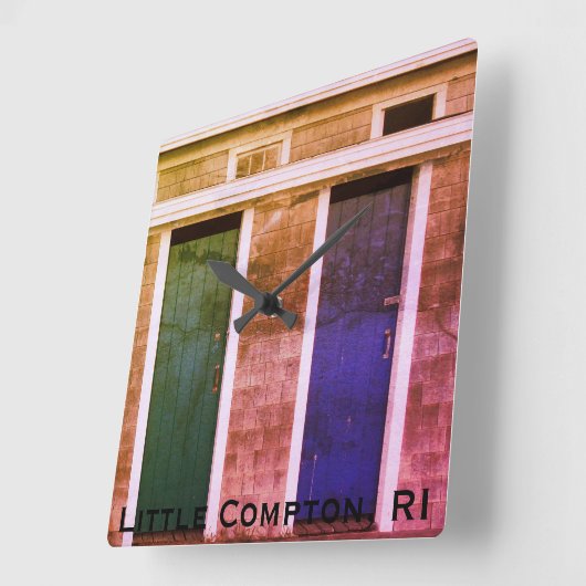 Little Compton, RI Summer Beach Cabanas Vierkante Klok (Hoek)