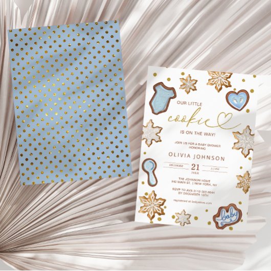 Little Cookie Blue Baby shower Gingerbread Winter Kaart