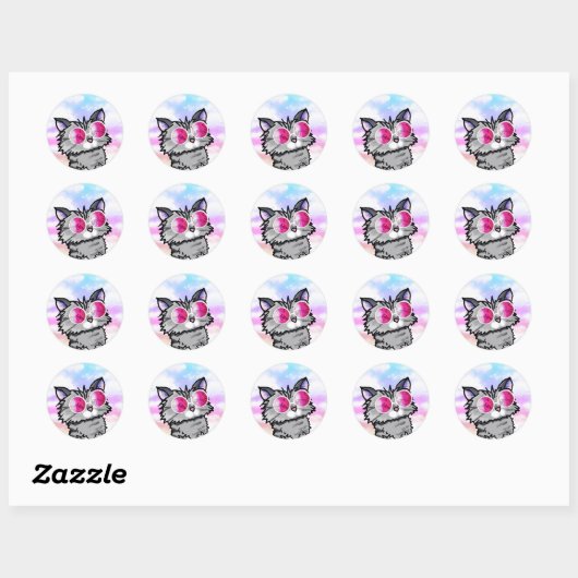 Little Cool Cat Ronde Sticker (Vel)
