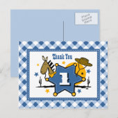 Little Cowboy 1er Anniversaire Carte postale Merci (Devant / Derrière)