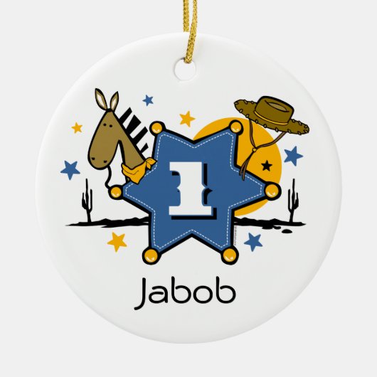 Little Cowboy 1st Birthday Keepomwille Ornament (Voorkant)