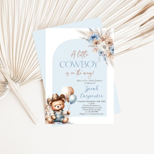Little Cowboy Baby shower Bear boy Invitation