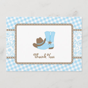Little Cowboy Baby shower Dank je wel blauw en bru Bedankkaart