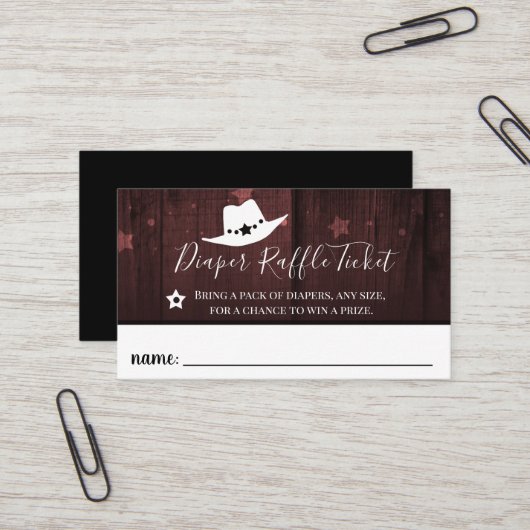 Little Cowboy Baby shower Diaper Raffle Ticket (Voorkant / Achterkant in situ)