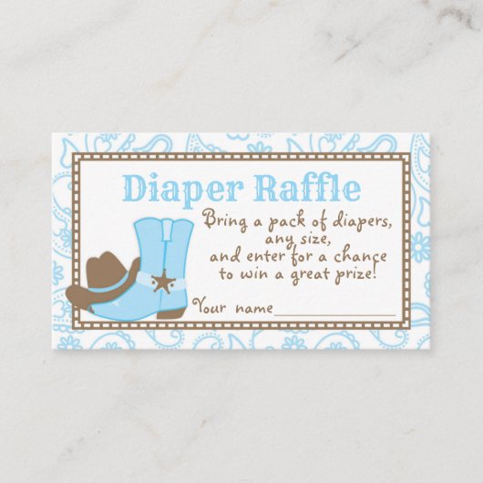 Little Cowboy Baby shower Diaper Raffle Ticket Informatiekaartje (Voorkant)