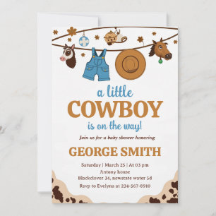 Little Cowboy Baby shower Honoring Party Kaart