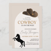 Little Cowboy Baby shower Invitation Kaart (Voorkant / Achterkant)