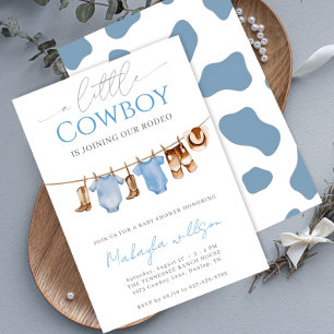 Little Cowboy blauw Western Rodeo Baby shower Kaart