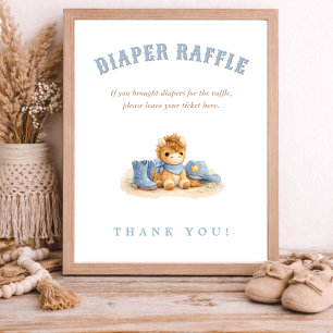 Little Cowboy Blue Baby Shower Luiers Raffle Bord Poster