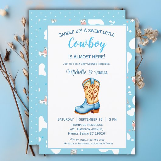 Little Cowboy Boot Baby shower Kaart