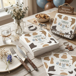 Little Cowboy Clothesline Baby Shower Vierkant Servet