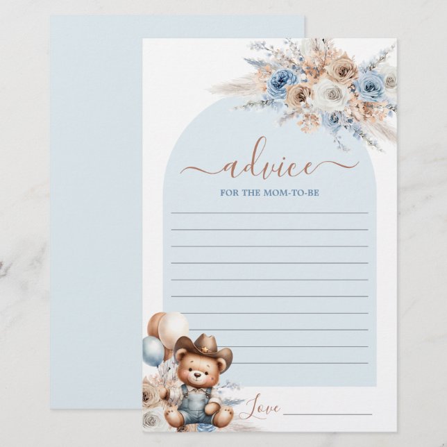 Little Cowboy Conseil pour la maman à être carte (Devant / Derrière)