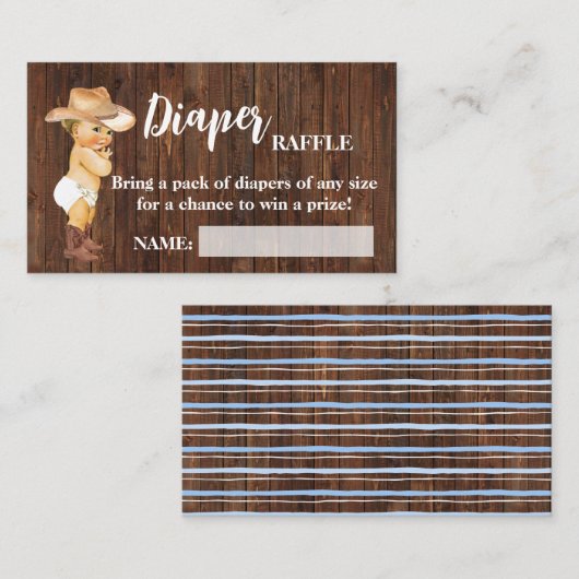Little Cowboy Diaper Raffle Ticket Baby shower (Voorkant / Achterkant)