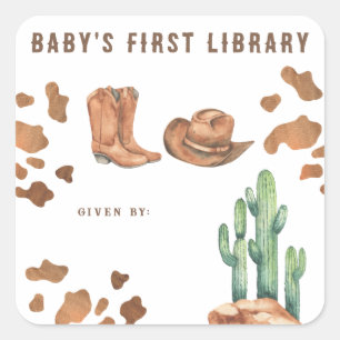 Little Cowboy - Eerste bibliotheek Vierkante Sticker