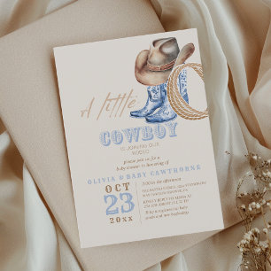 Little Cowboy First Rodeo Baby shower Kaart