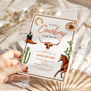 Little Cowboy Modern Western Rodeo Baby shower Kaart