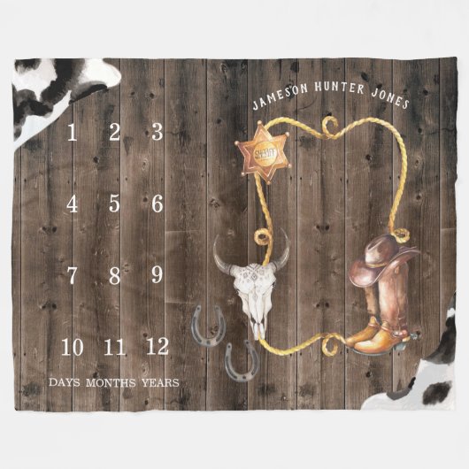 Little Cowboy Ouest | Bébé Couverture de jalon (Devant (Horizontal))