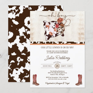 Little Cowboy Rustic Western V2 Boy Baby shower Kaart