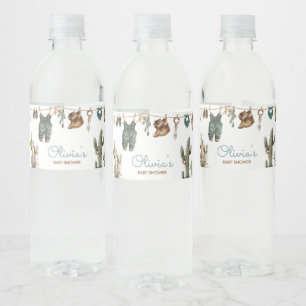 Little Cowboy Wild West Baby shower Waterfles Etiket