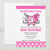 Little Cowgirl 3rd Birthday Party Invitation Kaart (Voorkant / Achterkant)