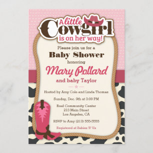 Little Cowgirl Modern Baby shower Invitation Kaart
