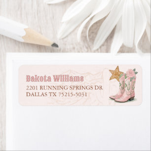 Little Cowgirl Pink Baby shower Retouradres Etiket