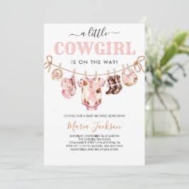 Little Cowgirl Wild West Pink Cowgirl Baby Shower Kaart