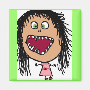 Little Crazy Eye Cartoon Girl Magneet