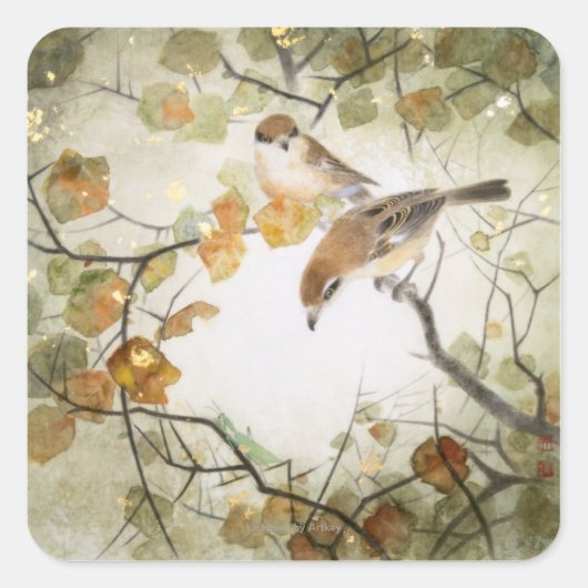 Little Creature-Bull-kopse Shrikes Vierkante Sticker (Voorkant)