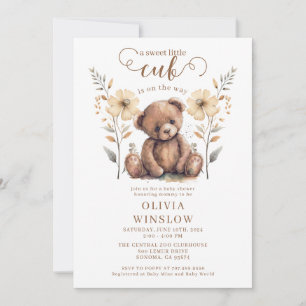 Little Cub Waterverf Teddy Bear Baby shower Kaart