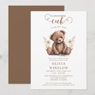 Little Cub Waterverf Teddy Bear Baby shower Kaart