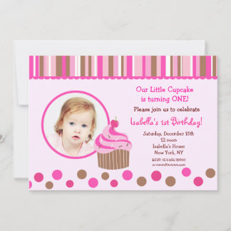 Little Cupcake Photo Birthday Party Invitations Kaart