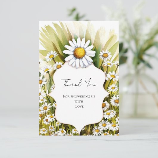 Little Custom Daisy Baby shower Bedankkaart (Staand voorkant)