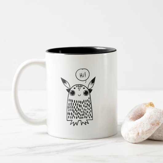 Little Cut monstert Tweekleurige Koffiemok (Met donut)