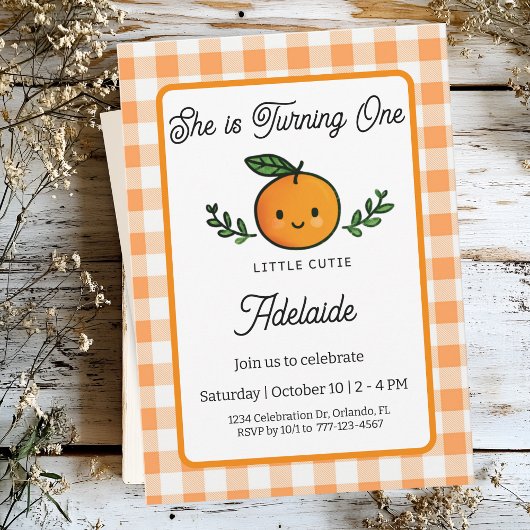 Little Cutie 1st Birthday Card Invitation