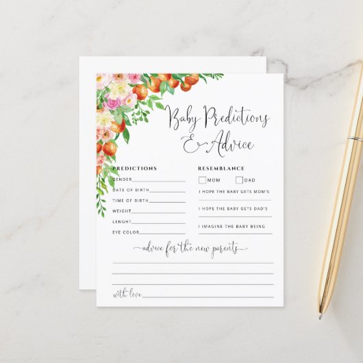 Little Cutie Baby Advice and Predicards Card (Voorkant / Achterkant in situ)