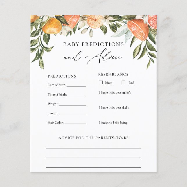 Little Cutie Baby Advice and Predicards Card (Voorkant)