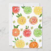 Little Cutie Baby Citrus Douche Uitnodiging (Achterkant)