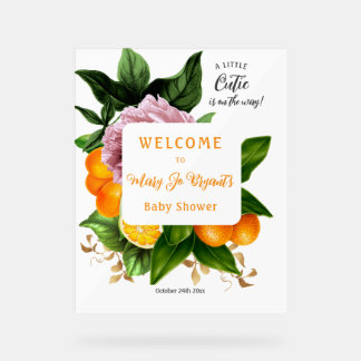 Little Cutie Baby shower Bloemen en Fruit Acryl Bord
