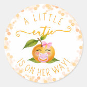 Little Cutie Baby Shower Classic Round Sticker (Devant)