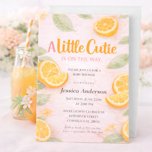 Little Cutie Baby Shower Uitnodiging Citrus Sinaas