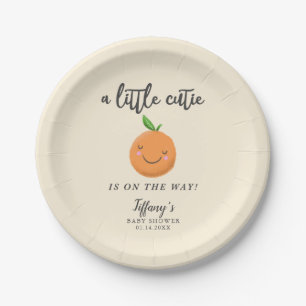 Little Cutie Baby shower Yellow Clementine Papieren Bordje