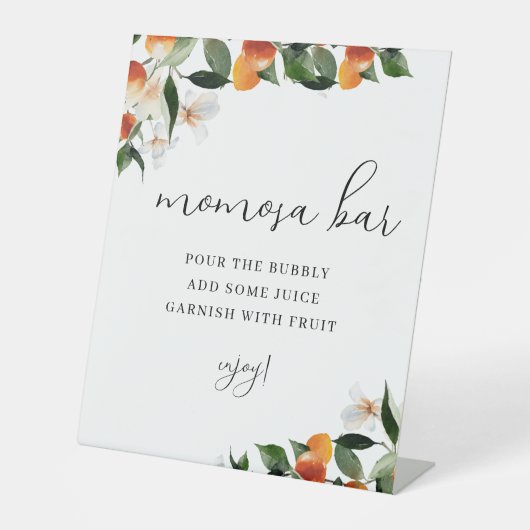 Little Cutie Bloemen baby shower Momosa Bar Teken Reclamebord Met Voetstuk (Voorkant)