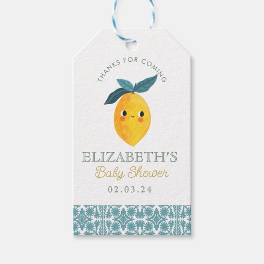 Little Cutie Citrus Baby shower Cadeaulabel (Voorkant)