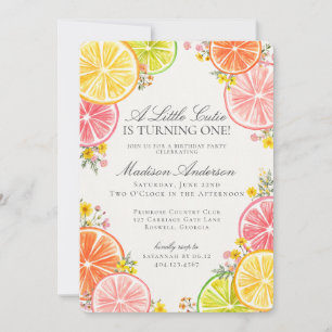 Little Cutie Citrus Bloemen Sinaasappel Verjaardag Kaart
