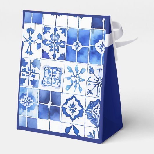 Little Cutie Citrus Blue Tegels Baby shower Bedankdoosjes (Achterkant)